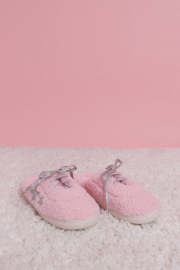 HI&BYE Roze sobne papuče od ovčije kože Roze