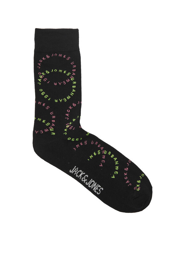 Jack & Jones Pack de 5 meias altas print logo preto