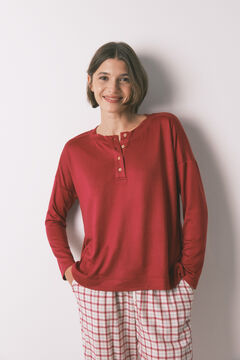 Women'secret Camiseta manga larga punto ante rojo
