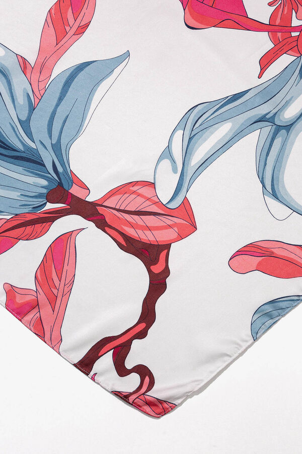 Vilanova Len&ccedil;o acetinado estampado azul