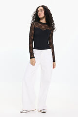 Pieces Body de renda preto