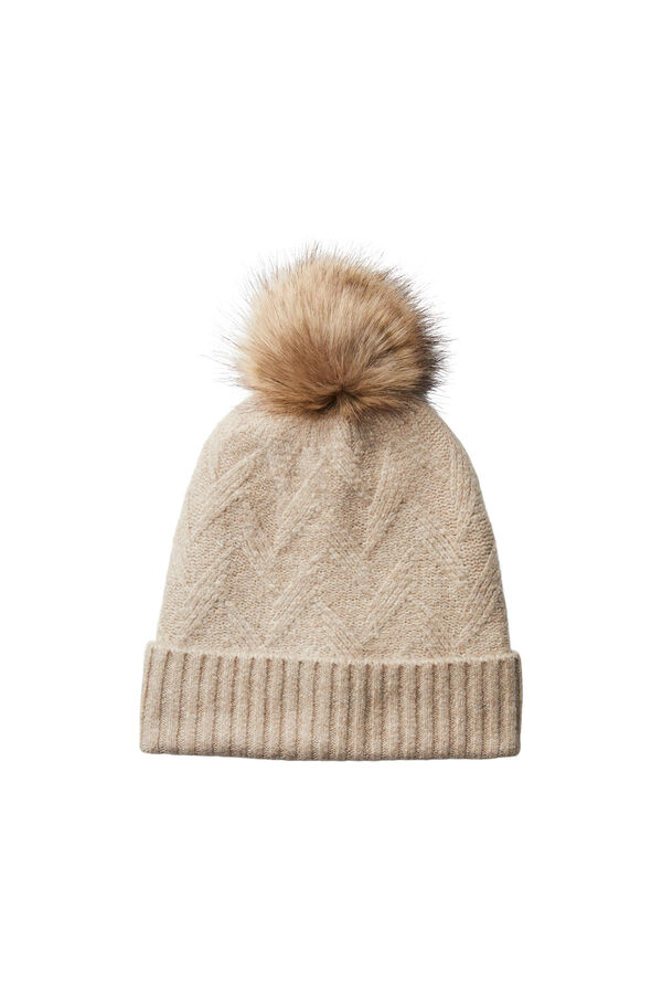 Pieces Gorro de punto con detalle dibujo .Borde vuelto y textura sueva.Contiene pomp&oacute;n. green