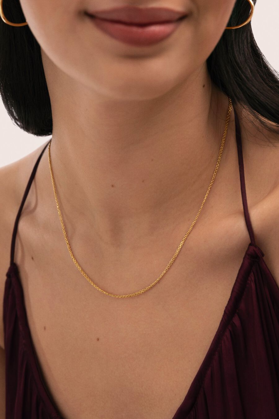 Collar Fine Tape Acero Baño Oro