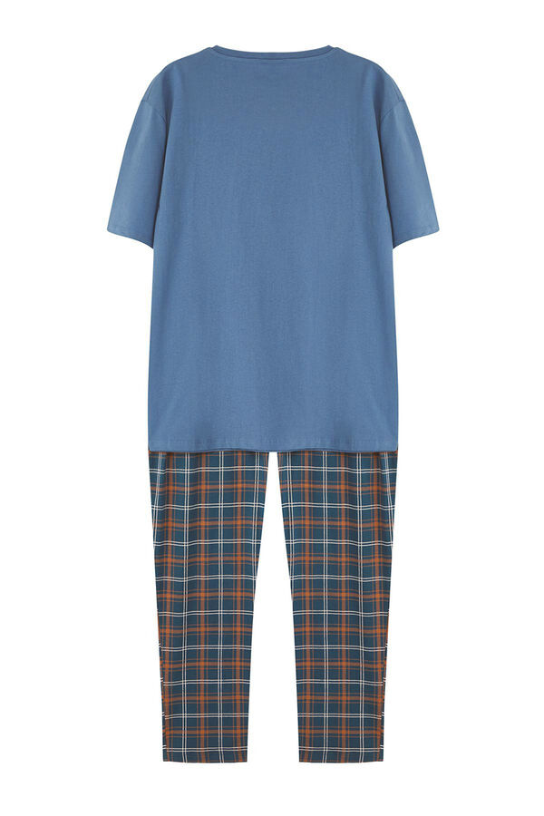 Trendyol Malha de pijama de malha xadrez azul marinho com corte regular  azul