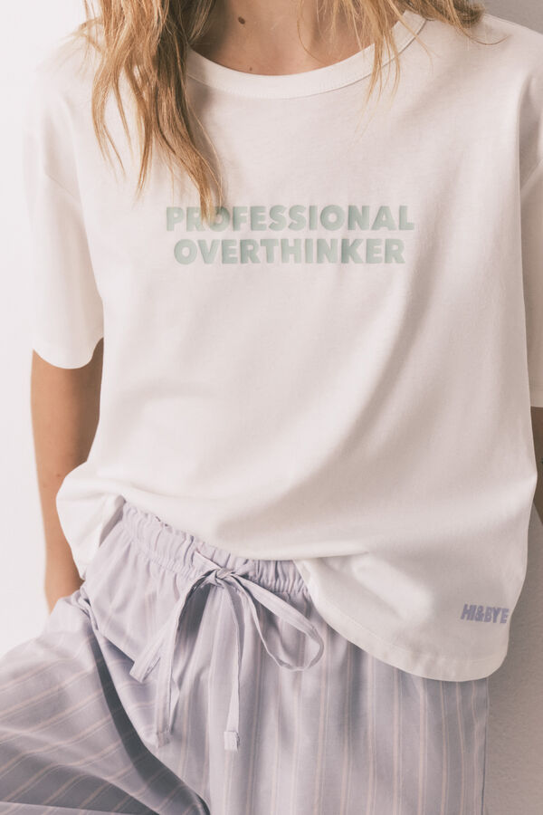 HI&BYE Plava 100% pamučna prugasta duga pidžama Bež