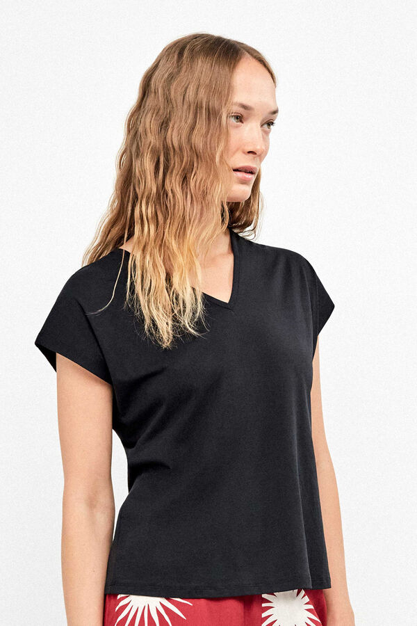 Gisela Camiseta manga sisa sat&eacute;n azul