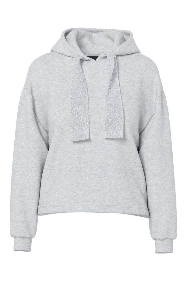 Pieces Sweatshirt com capuz e detalhe de lurex cinzento
