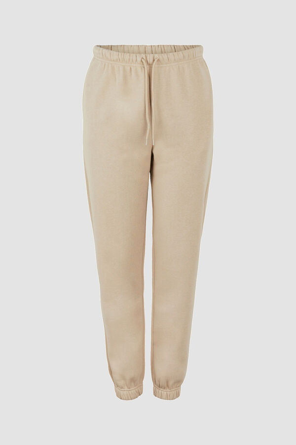 Pieces Pantal&oacute;n jogger felpa beige