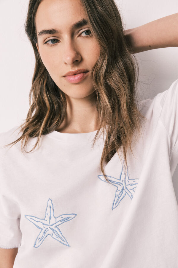 Women'secret Kratka pamučna pidžama Family Collection Plava