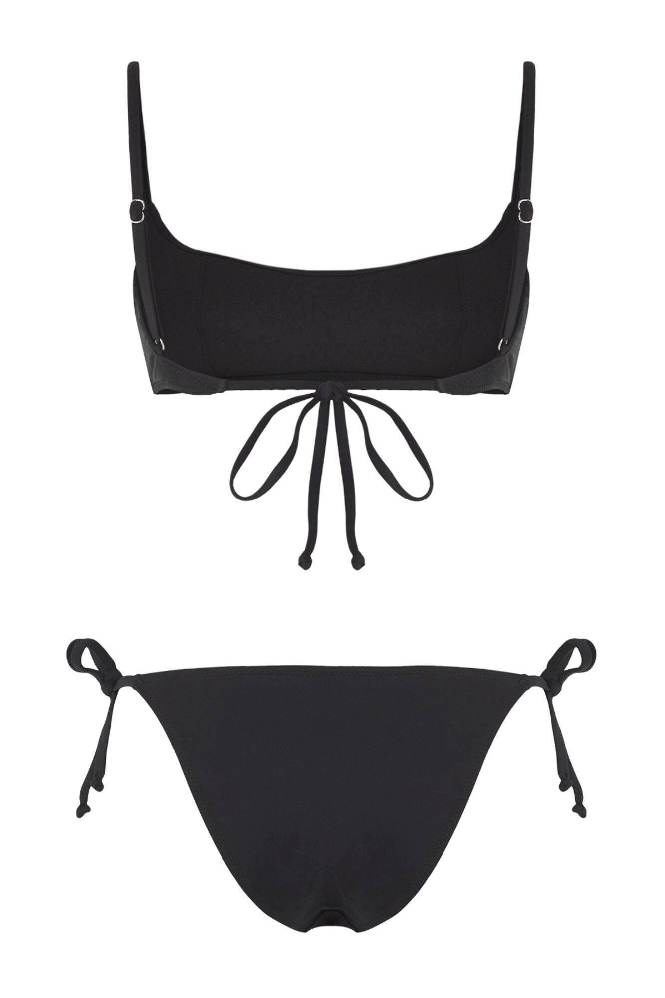 Tied black straight bikini set | Bikini | SPF