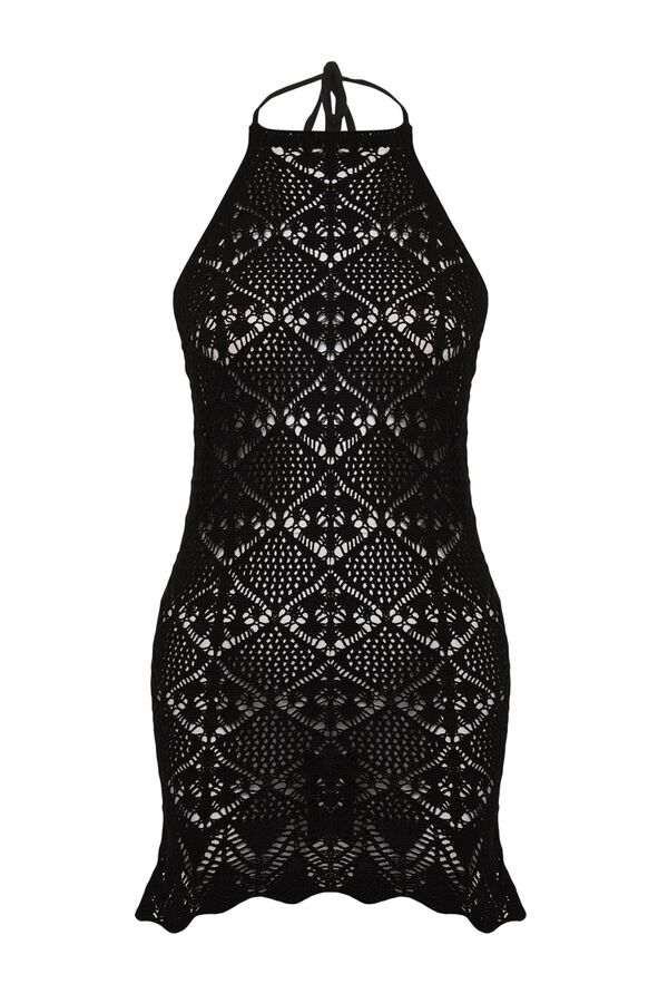 Trendyol Vestido mini ajustado halter negro