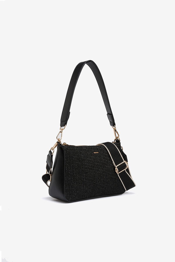 Vilanova Straw-effect crossbody bag black