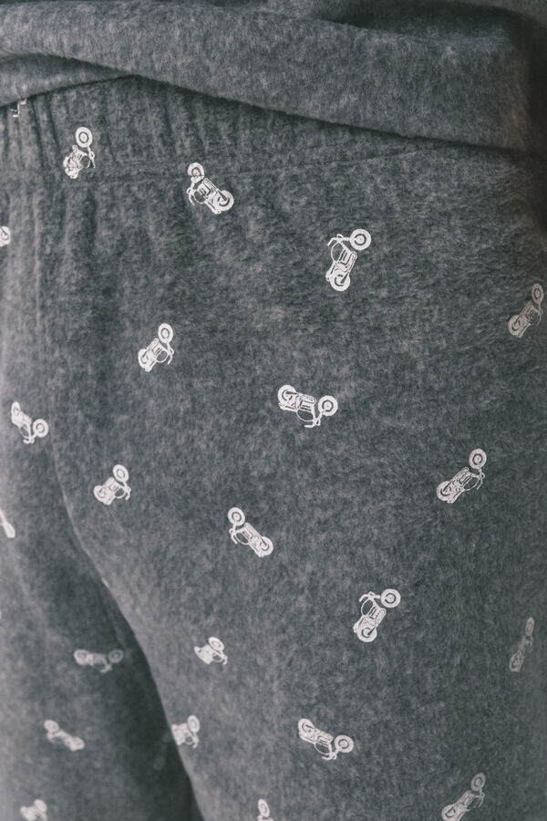 Women'secret Férfi hosszú polár hosszú pizsama "Motorcycle" szürke