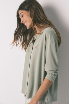 Women'secret Zelena mekano pletena duga pidžama sa printom pasa