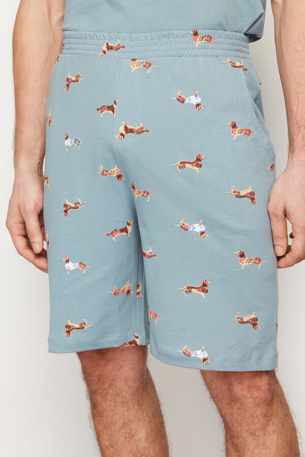 Trendyol Pijama de homem em algod&atilde;o estampado animal azul