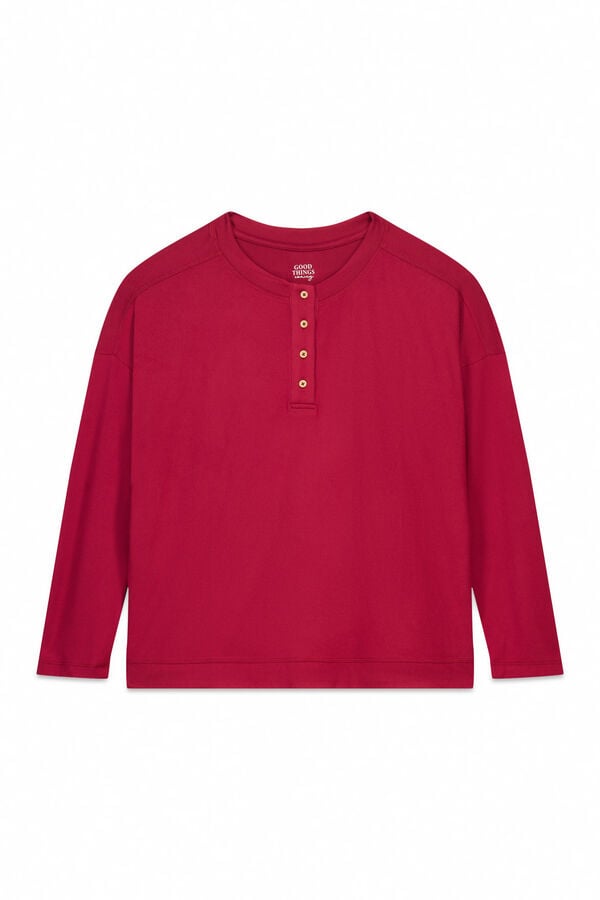 Women'secret Crvena majica dugog rukava i imitacijom antilopa Crvena