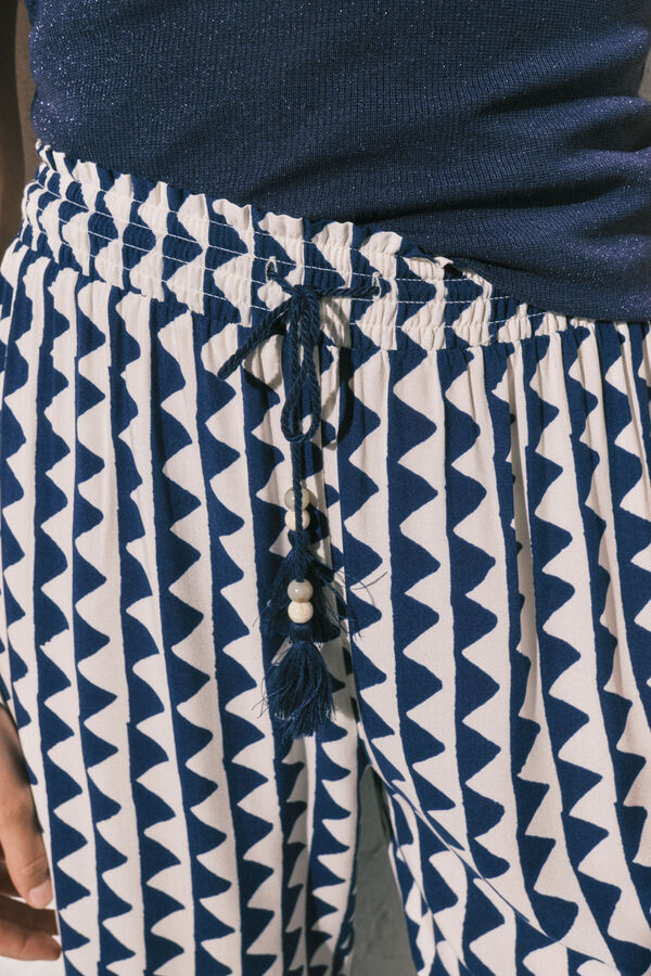 Women'secret Plave pantalone sa geometrijskim printom Print