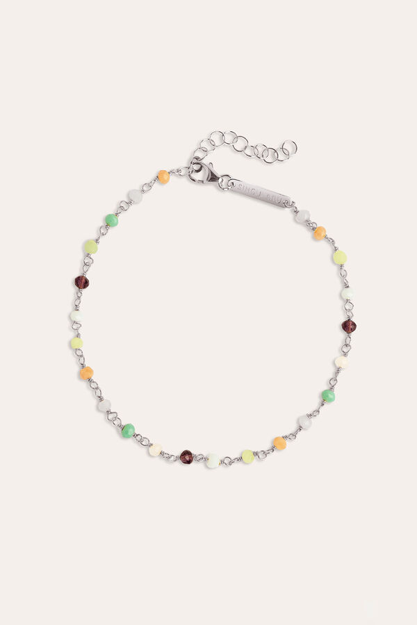 Singularu Fu&szlig;kettchen Crystals Colors Silber Grau