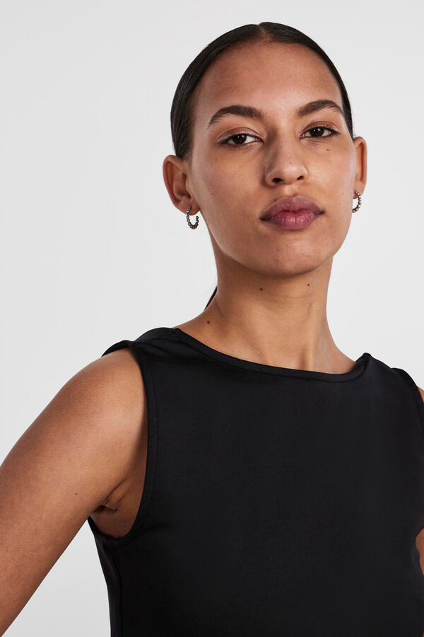 Pieces Camiseta b&aacute;sica escote reversible negro