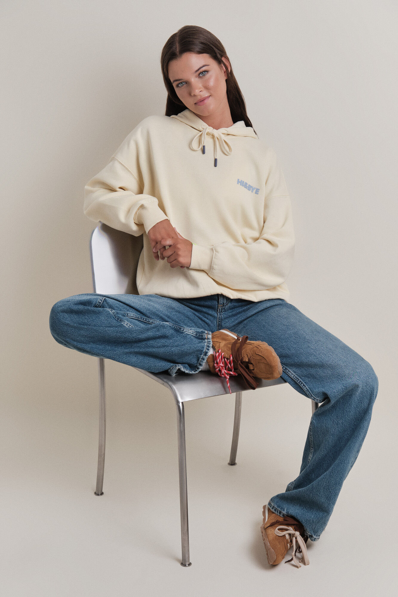 HI&BYE Sudadera capucha felpa amarillo