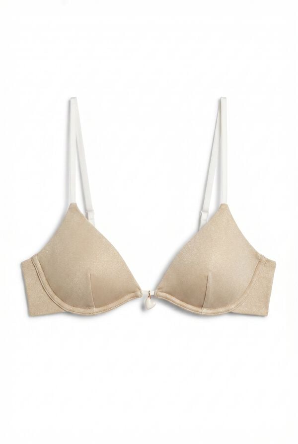 Women'secret Nude lurex trouglasti top bikinija sa dubokim izrezom Braon