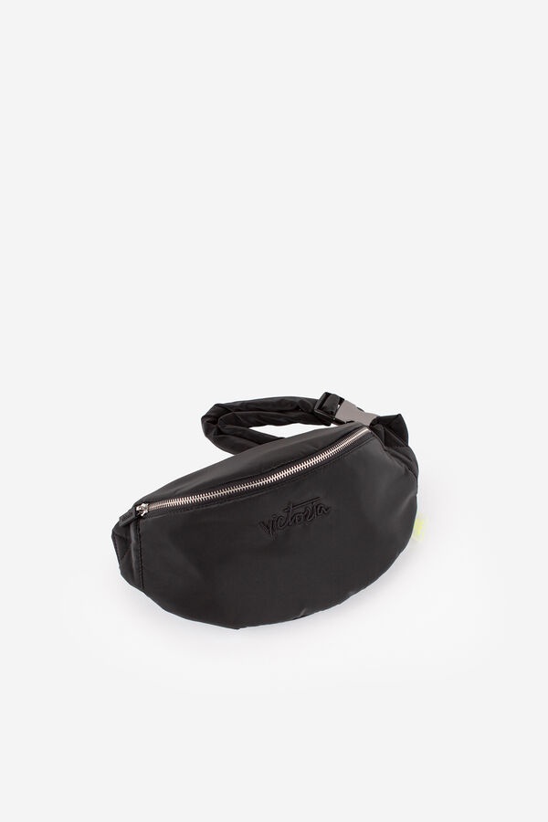 Victoria Victoria Things Metallic Nylon bum bag Pack Bag with Exterior embroidered black
