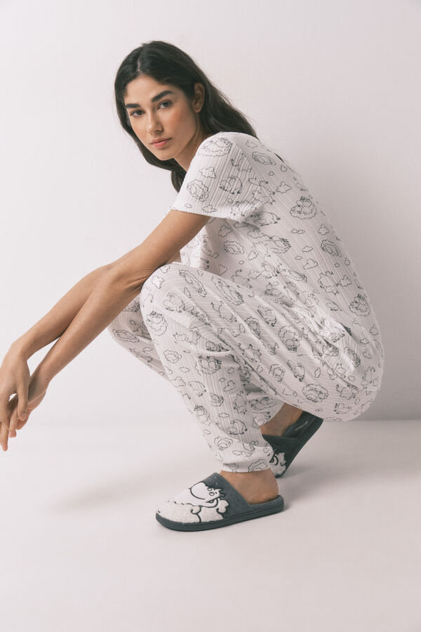 Women'secret Sive od ve&scaron;tačkog jagnjećeg krzna Moomin sobne papuče Siva