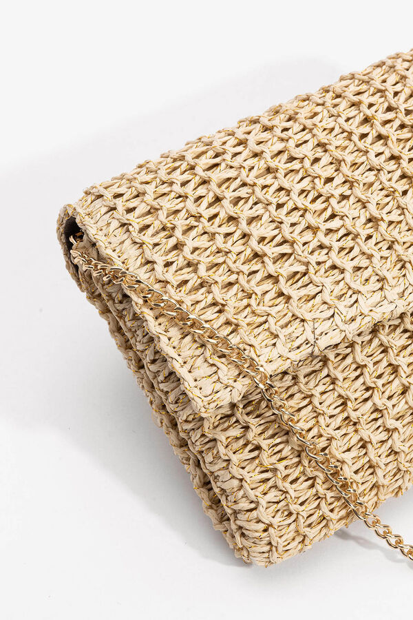 Vilanova Clutch de fiesta de cord&oacute;n met&aacute;lico nude