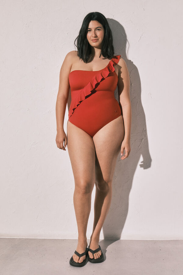 Women'secret Narandžasti kupaći kostim za oblikovanje sa asimetričnim karnerom Narandžasta