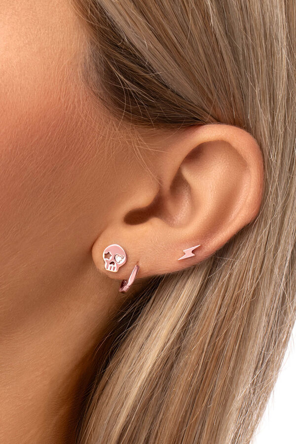 Singularu Pendientes Calavera Oro Rosa rosa
