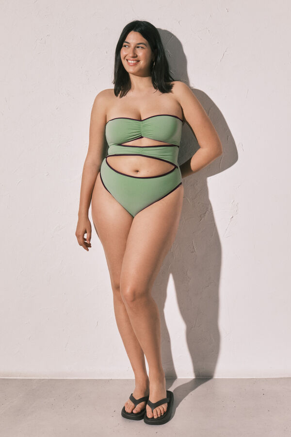 Women'secret Zeleni bandeau kupaći kostim sa prednjim izrezima Zelena