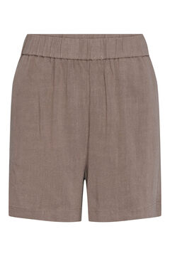 Womensecret Pantalón corto de lino con cintura elástica marrón