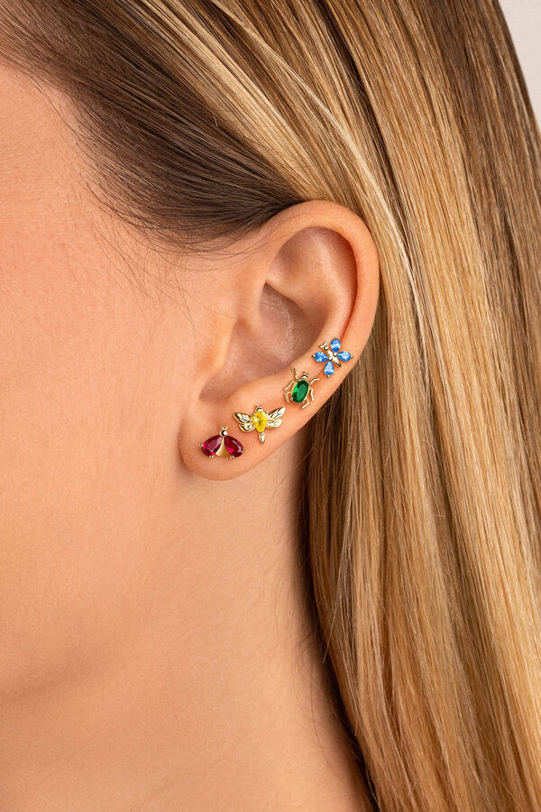 Singularu Pendiente Suelto Bug Ladybug Plata Ba&ntilde;o Oro amarillo