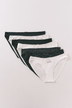 Women'secret Pakovanje 7 crno-belih printanih pamučnih klasičnih gaćica