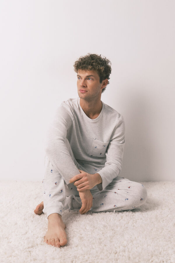 Women'secret Mu&scaron;ka duga pidžama, 100% pamuk, siva, skija&scaron;ka Siva