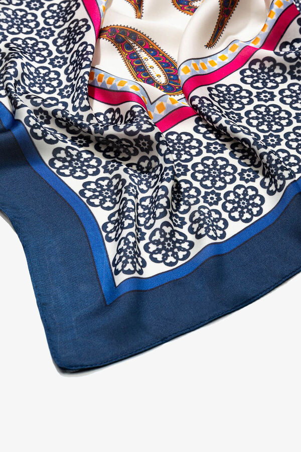 Vilanova Paisley Printed Satin Scarf Blau