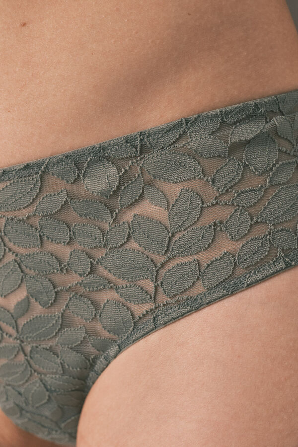 Women'secret Kaki čipkaste &scaron;iroke brazilske gaćice Kaki