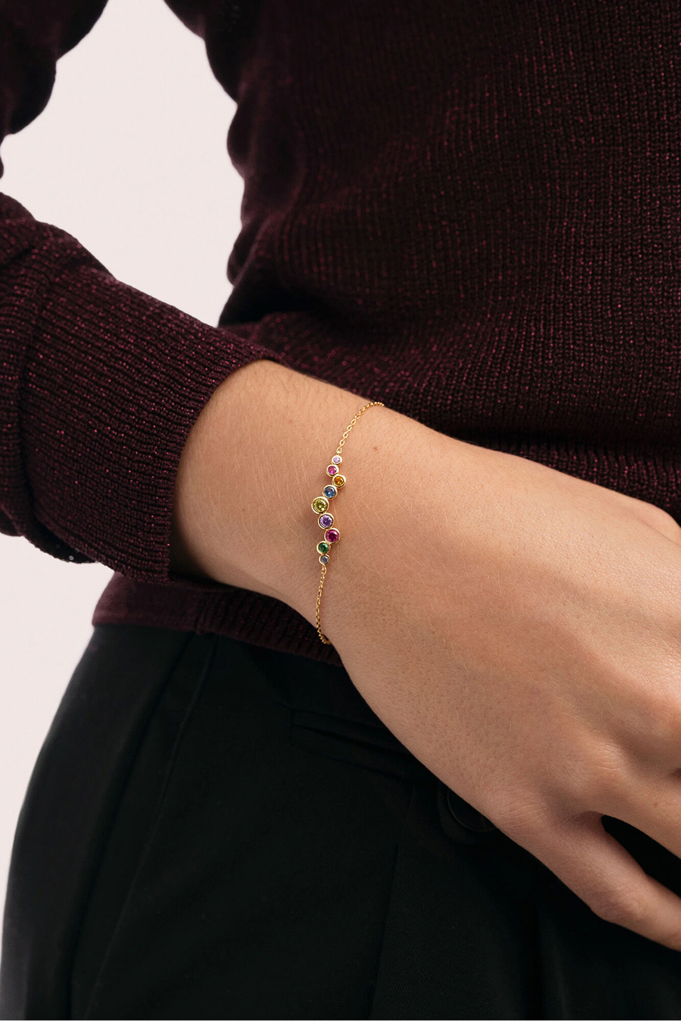Singularu Pulsera Rainbow Bubbles Ba&ntilde;o Oro