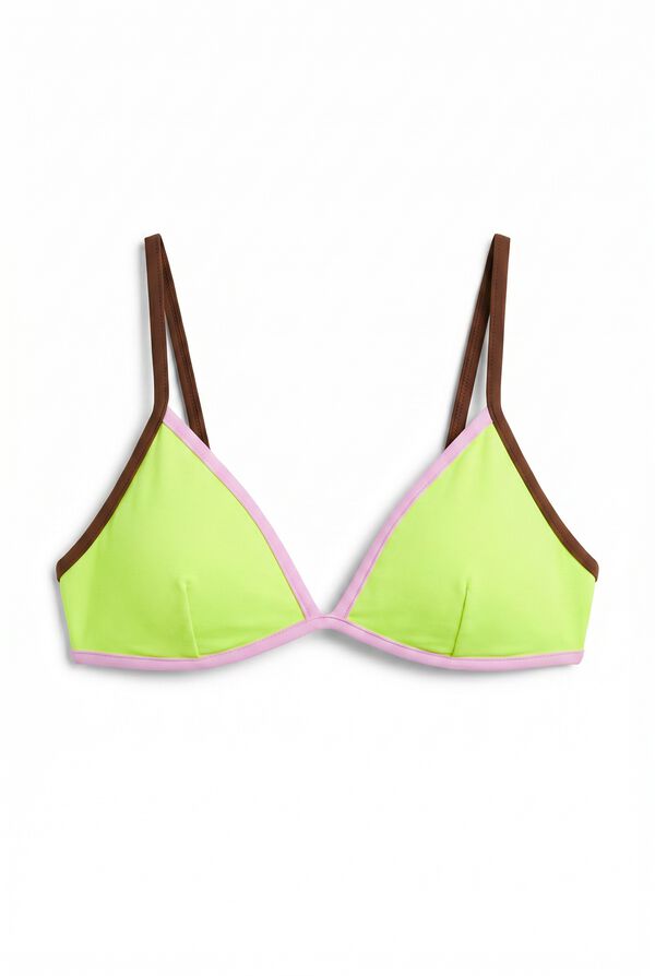 HI&BYE Žuti trouglasti top bikinija sa fiksnom korpom Print