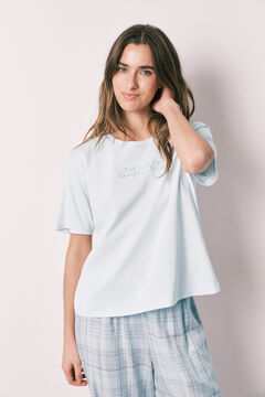 Women'secret Plava 100% pamučna karirana pidžama