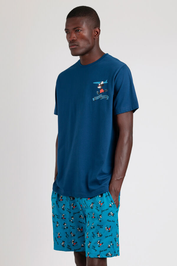 Admas Pijama corto Stitch ride the wave Disney azul