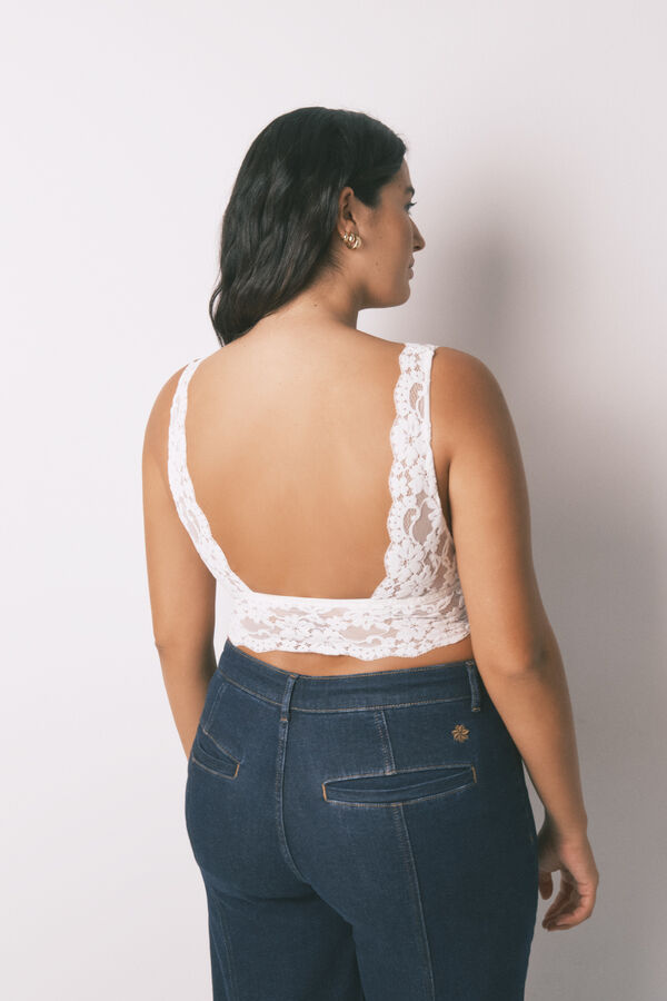 Women'secret Bež grudnjak sa halter od čipka Bež