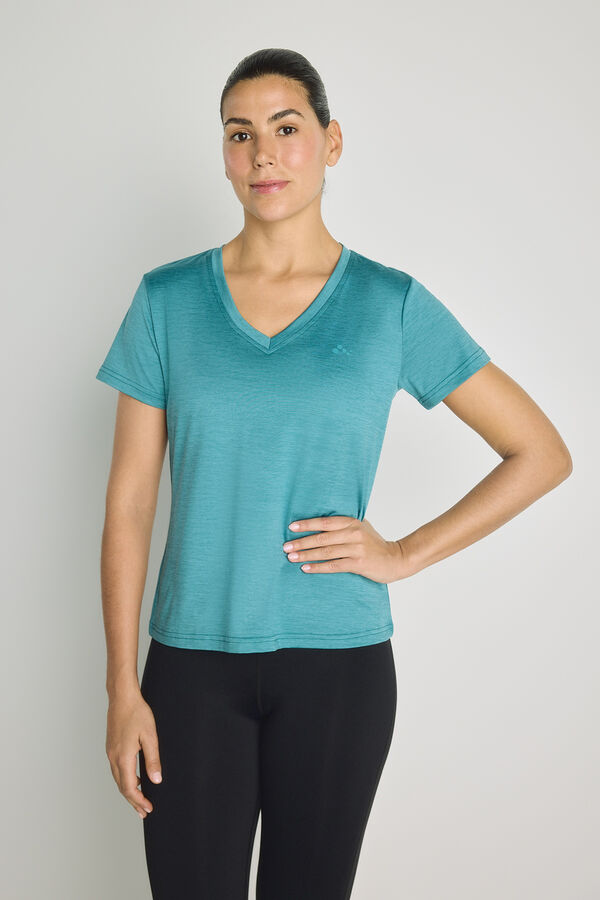 Only Play T-shirt com Decote em V azul