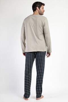 Admas Pijama comprido azul e bege xadrez para homem