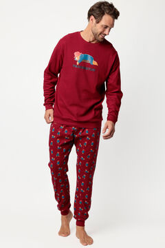 Admas Pijama largo Paddington 100% algod&oacute;n para hombre burdeos