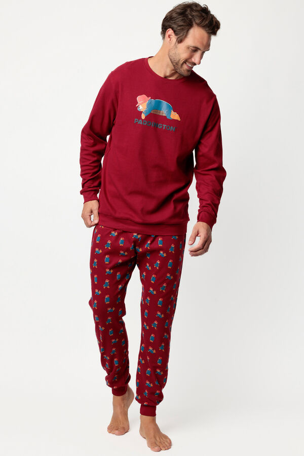 Admas Pijama largo Paddington 100% algod&oacute;n para hombre burdeos
