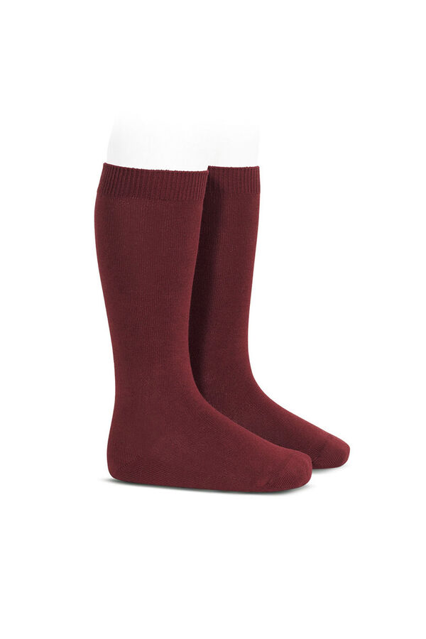 Condor Calcetines altos b&aacute;sicos punto liso burdeos