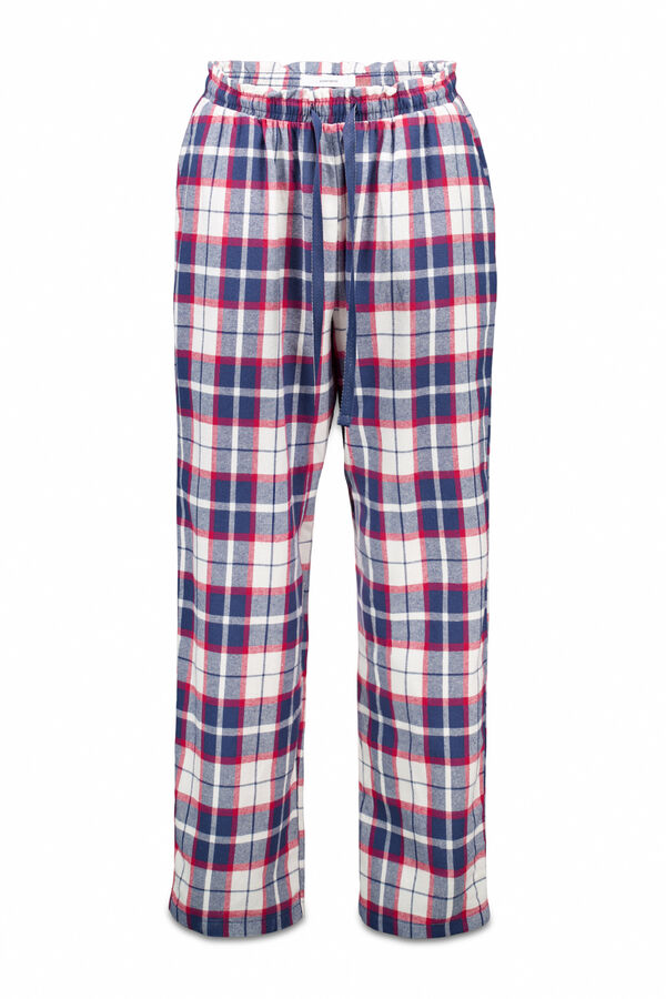 Women'secret Duge pantalone 100% pamučni flanel, plavi karo Print