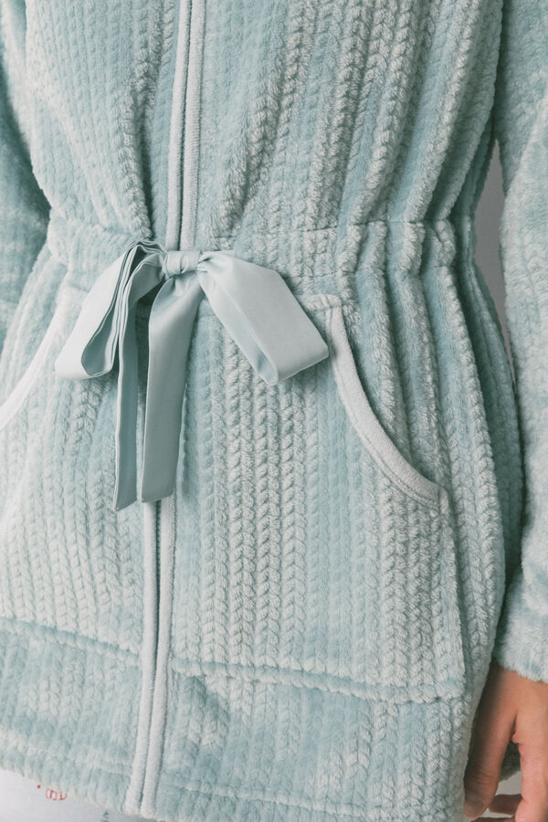 Women'secret Zeleni midi kućni ogrtač od flisa Zelena