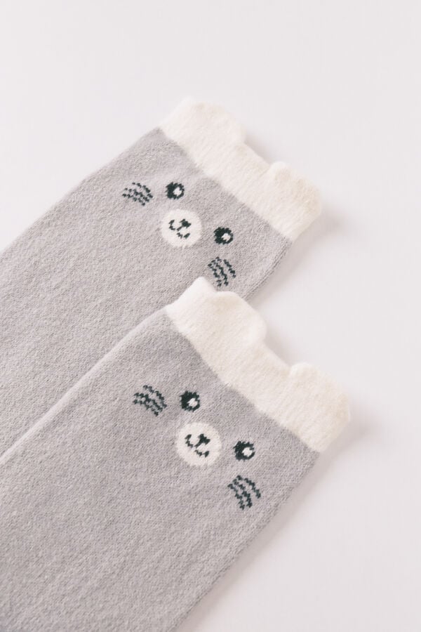 Women'secret Duge čarape sa 3D printom zeca Siva